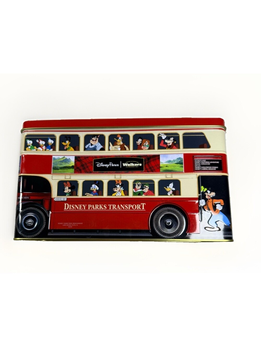 Disney Parks Walkers Shortbread Cookies Double Decker Bus Tin Empty Collectible